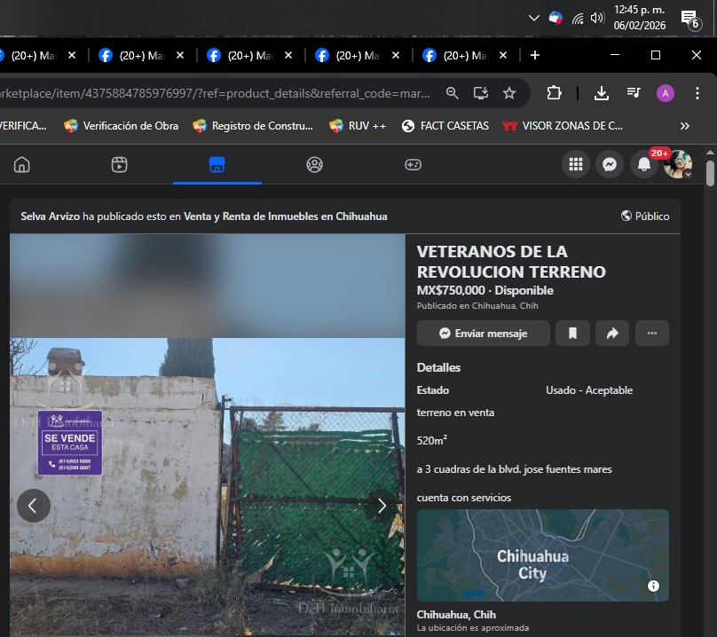 TERRENO EN VETERANOS DE LA REVOLUCIÓN