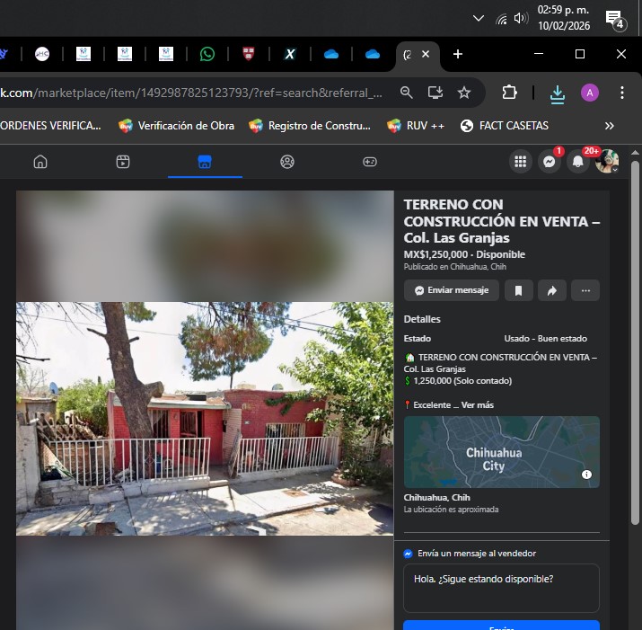 TERRENO CON CONSTRUCCION EN COLONIA GRANJAS