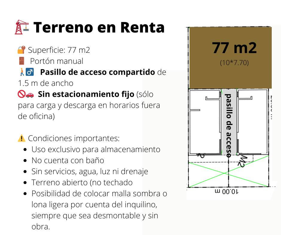 TERRENO INTERIOR EN RENTA EN AV. JOSE MARIA IGLESIAS