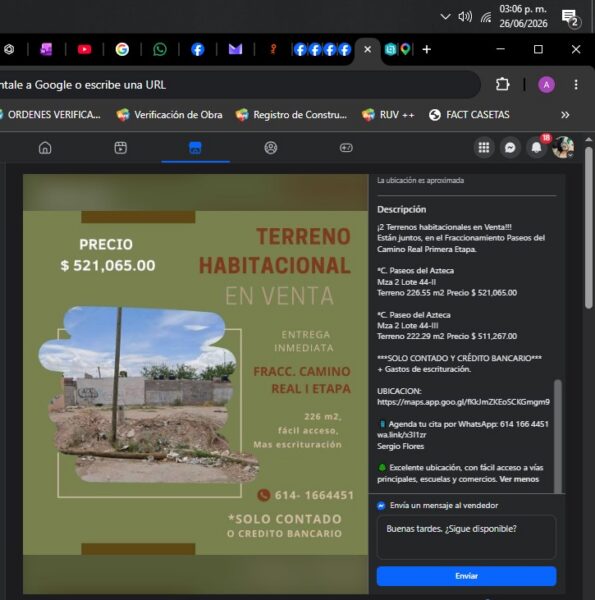 TERRENOS HABITACIONALES EN CAMINO REAL ET I